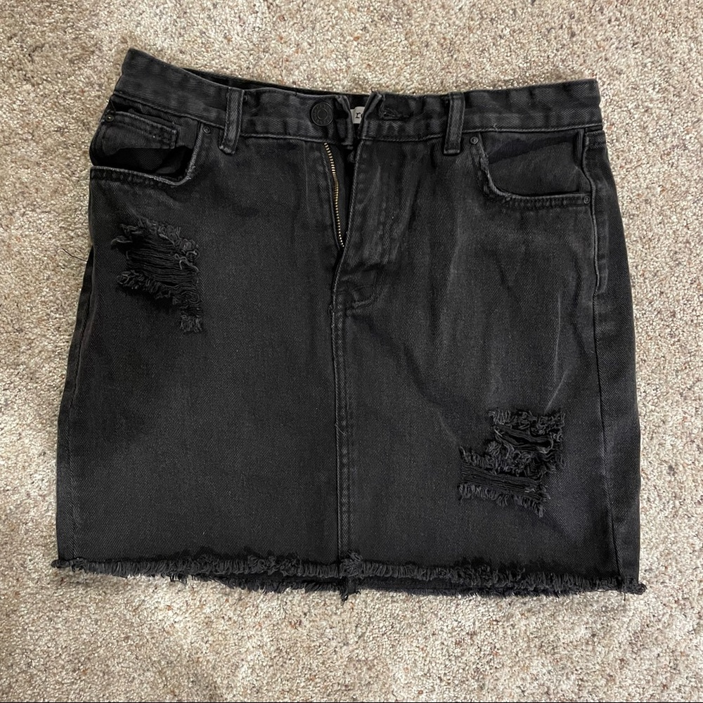 Refuge Black Jean Skirt